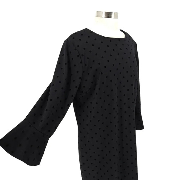 Old Navy Shift Dress Black Jack Polka Dot Bell Long Sleeve Zip Back LBD - Picture 4 of 9